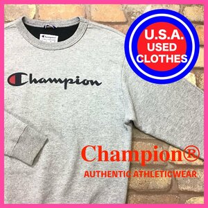 ME11-790★大人気!!★USA直輸入★正規品★【Champion チャンピオン】BIGプリント スウェットシャツ トレーナー【海外規格 メンズ S】グレー