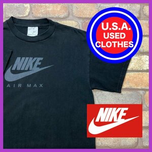 ME12-144★USA直輸入★メキシコ製【NIKE ナイキ】SWOOSH AIR MAX フロントプリントTシャツ【メンズ M】ブラック アメカジ ストリート OLD