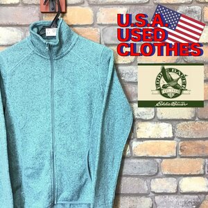 ME7-099★アメリカ買付商品★良品【Eddie Bauer】フルジップ フリース トップス【レディース S】ミントグリーン 登山 トレッキング