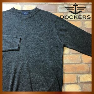 ME8-469★海外ビッグサイズ★USA買付品★正規★【DOCKERS ドッカーズ】ダイヤ柄 セーター【メンズ XL】濃灰 アクリルニット 薄手