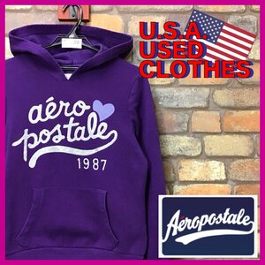 ME11-839★USA買付商品★【AEROPOSTALE エアロポステール】ラメプリント スウェットパーカー【M】パープル USA古着 アメカジ トレーナー