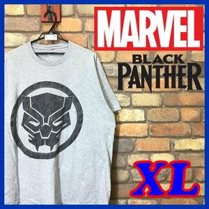 ME10-313★海外正規品★アメコミ★【MARVEL ブラックパンサー】ロゴプリ 半袖 BIGシルエット Tシャツ【メンズ XL】グレー アベンジャーズ