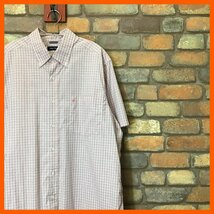 ME11-296★USA買付商品★状態良好【NAUTICA ノーティカ】ピンク系チェク 半袖シャツ【メンズ XL】刺繍ロゴ BDシャツ 大きいサイズ_画像8