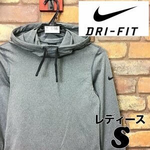 ME1-086★USA買付商品★高機能★【NIKE ナイキ】”PRO” DRI-FIT ボリュームネック パーカー【レディース S】グレー 薄手 スポーツ USA古着