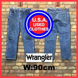 DP1-037★メキシコ製【Wrangler】96501 コットン100% デニムパンツ【W35 メンズ L】ブルーカラー ジーンズ 良ダメージ レギュラーフィット