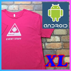 ME10-211★海外限定品★状態◎★ピンク【Android Summit】イベントスタッフ Tシャツ【メンズ XL】アンドロイド OS スマホ USA古着 ロゴ