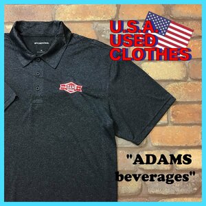 ME12-193★USA古着★【SPORT-TEK】ADAMS beverages 胸ワッペン 半袖ポロシャツ【メンズ XL】グレー 透け感 ストリート ゴルフ アメカジ