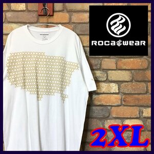 ME10-800★海外限定品★超BIG!!★【ROCA WEAR】アメリカ大陸 半袖 ホワイト Tシャツ【メンズ XXL】USA古着 ストリート HIPHOP プリント