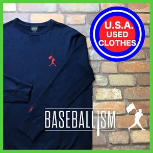 ME11-807★USA直輸入★良品＆正規品★【Baseballism ベースボールイズム】刺繍ロゴ スウェットシャツ トレーナー【メンズ XL】ネイビー