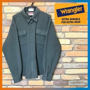 ME7-426★海外ビッグサイズ★状態◎&正規品【Wrangler ラングラー】保温 フリース ワークシャツ【メンズ XL】グレー 長袖シャツ 無地