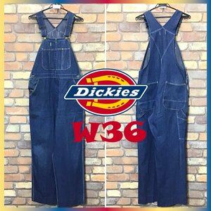 OP1-006★希少★80's 白タグ★雰囲気抜群★【Dickies ディッキーズ】VINTAGE デニム オーバーオール【W36×L34】サロペット ドーナツボタン