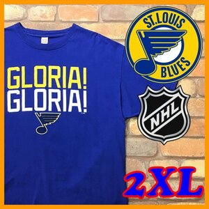 ME10-011★レア・入手困難★超BIGサイズ!!★【NHL セントルイス・ブルース】GLORIA 半袖 Tシャツ【メンズ 2XL】ホッケー USA古着 スポーツ