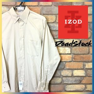 ME9-576★未使用品★訳アリ★ベージュ【IZOD アイゾッド】コットンポリツイル 防シワ ボタンダウン ドレスシャツ【メンズ M】長袖 薄手