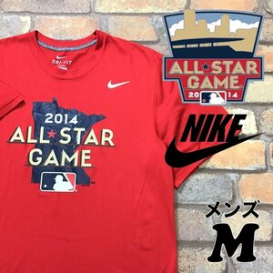 ME1-970★オフィシャル★USA買付商品★NIKE【MLB 2014 ALL STAR GAME】DRI-FIT 半袖 Tシャツ【メンズ M】赤 野球 メジャー 古着 吸湿速乾