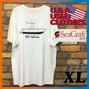 ME11-169★USA買付商品★国内入手不可【SEA CRAFT シークラフト】両面プリント 半袖Tシャツ【メンズ XL】白T 大きいサイズ