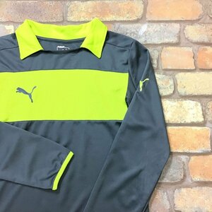 SD10-376*USA direct import!!*.. speed .[PUMA Puma ]DRY CELL mesh switch polo-shirt with long sleeves [ men's S] gray × fluorescence yellow sport old clothes 