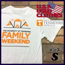 ME11-166★アメリカ買付商品★状態良好★【University of Tennessee テネシー大学】両面プリント 半袖Tシャツ【メンズ S】白T 小さめ USA古_画像2