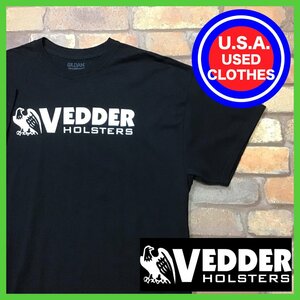 ME12-459★美USED★国内入手困難★【VEDDER HOLSTER】ブラック プリントロゴ Tシャツ【メンズ XL】アメカジ 半袖 US古着 ホルスター 銃