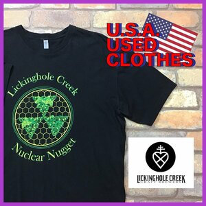 ME12-543*USA old clothes *[Lickinghole Creek] beer Nuclear Nugget package print short sleeves T-shirt [ men's XL] black American Casual sake 