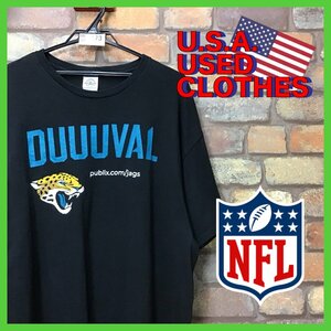 ME12-473★USA買付品★【NFL】Jaguars チーム アニマルプリント Tシャツ【メンズ XL】ブラック スポーツ アメカジ ストリート