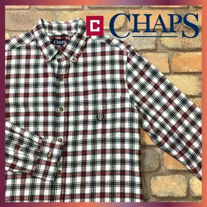 ME8-969◆USA古着◆良品◆【CHAPS チャップス】起毛 チェック 長袖 ボタンダウン ネルシャツ【メンズ S】赤 ネイビー アメカジ キャンプ