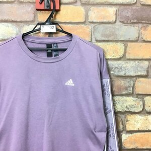 ME1-302* domestic not yet sale * good pattern * purple [adidas Adidas ] sleeve Logo short crew neck sweatshirt [ lady's XS] sweatshirt old clothes 