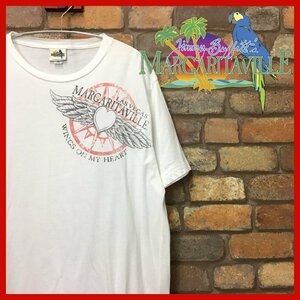 ME10-987★USA直輸入!!★【LASVEGAS MARGARITAVILLE】ホワイト プリント 半袖 Tシャツ【メンズ L】白 USA古着 リゾート 海 ビーチ