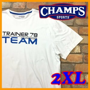 ME11-007★スーパーBIGサイズ!!★状態良好★【CHAPS SPORT】ホワイト プリント 半袖 Tシャツ【メンズ XXL】USA古着 チャップス スポーツ