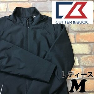 SD10-498★USA直輸入★ブラック【CUTTER&BUCK カッター＆バック】反射材付き ジップアップ ジャケット【レディース M】黒 ゴルフ USA古着