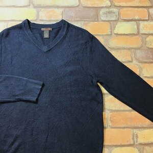 ME6-657★USA買付商品★【DOCKERS ドッカーズ】ジャガード ダイヤ柄 Vネック セーター 【メンズ M】紺 ニット 韓国ファッション 薄手 古着