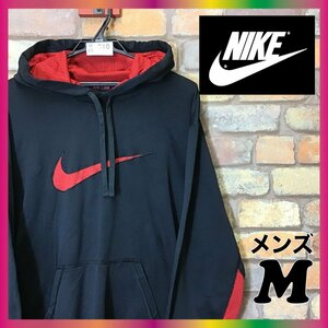 ME5-510◆USA正規 美品◎防寒・保温◎配色◎【NIKE ナイキ】裏起毛 THERMA-FIT ビックスウォッシュ パーカー【メンズ M】黒 フーディ