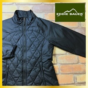 ME7-494★USA直輸入★正規品【Eddie Bauer エディーバウアー】キルティング切替 ナイロン 中綿ジャケット【レディース S】黒 アウトドア