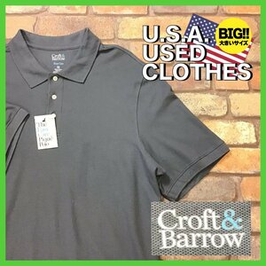 ME12-596★US古着★デッドストック品【Croft&Barrow】BIGサイズ プレーン 鹿の子 半袖 ポロシャツ【メンズ XXL】グレー アメカジ ワーク