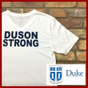 ME11-104★状態良好!!★USA買付商品★【Duke University】白 レーヨンMIX Vネック 半袖 カレッジ Tシャツ【メンズ S】USA古着 プリント