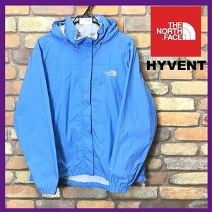 ME7-282★USA買付【THE NORTH FACE】HYVENT フーデッド ナイロンジャケット【レディース L 】水色 ハイベント 防風 合羽 レインジャケット