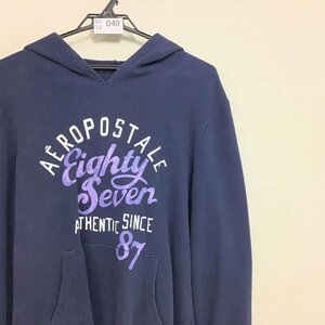 SC13-040★特価品・売り切り★【AEROPOSTALE エアロポステール】裏起毛 スウェット パーカー【レディース XL】ネイビー 古着 プリントロゴ