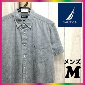 ME3-452★USA直輸入★お買い得商品★グレー【NAUTICA ノーティカ】半袖 ボタンダウンシャツ【メンズ M】USA古着 アメカジ セーリング