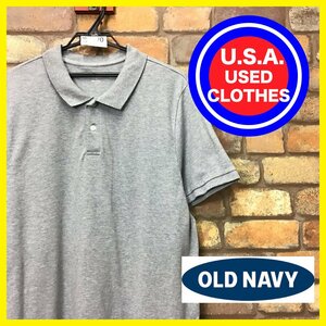 ME12-670★USA買付商品★良品【OLD NAVY オールドネイビー】無地 ストレッチ ポロシャツ【メンズ XL】グレー 半袖 ゴルフ アメカジ ワーク