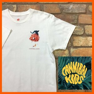 ME11-018★アメリカ直輸入★状態良好★【CANNIBAL KIDS】ホワイト プリント 半袖 ミュージック Tシャツ【メンズ M】音楽 USA古着 アメカジ