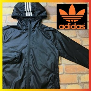 ME7-483★USA直輸入★正規品★【adidas アディダス】3ストライプ ウィンドブレーカー【レディース S】黒 シャカシャカ生地 薄手