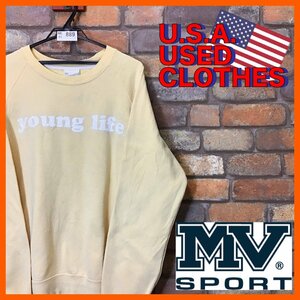 ME11-889★超格安 訳あり★USA買付商品★【MV SPORT エムブイスポーツ】VINTAGE Fleeseスウェットシャツ【M】イエロー USA古着 アメカジ