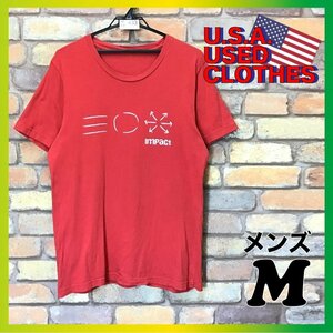 ME4-433★アメリカ古着★少し訳あり 格安【両面プリント】半袖 アメカジTシャツ【メンズ M】赤×白 ユーズド 古着女子 Y2K 韓国 アメカジ