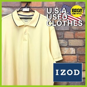 ME12-771★USA限定★超BIGサイズ【IZOD】 袖・リブライン 鹿の子 刺繍ロゴ 半袖 ポロシャツ【メンズ 3XL】イエロー アメカジ ストリート