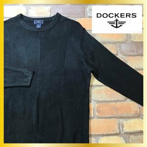 ME7-861★USA仕入れ&良品★正規品【DOCKERS ドッカーズ】格子柄 アクリルセーター【メンズ S】ブラック 黒 ニット 薄手 小さめ 保温◎