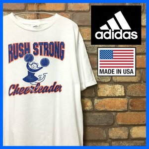 ME11-152★MADE IN USA!!★海外正規品◆【adidas アディダス】白 チアリーダー 両面プリント 半袖 Tシャツ【メンズ Ｍ】USA古着 スポーツ