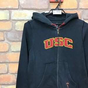 SD10-983★少し訳あり 格安★チャコールグレー★USA古着【NIKE ナイキ】ジップアップ スウェットパーカー【レディース XS】裏起毛 カレッジ