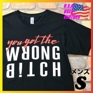 SD6-254★格安 訳あり★USA買付商品★【トドリック・ホール】WRONG BITCH 半袖 Tシャツ【メンズ S】黒 音楽 ドラッグクイーン ロゴプリント