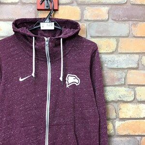 SD8-423★状態良好★USA直輸入★【NIKE ナイキ】ハイネック ジップアップ ライトウェイト スウェットパーカー【レディース M】エンジ 古着