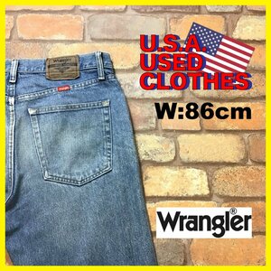 DP1-022★USA古着★メキシコ製【Wrangler】96501DS 5ポケット デニムパンツ【W33 メンズ L】ブルー ビンテージ ジーンズ ダメージ アメカジ