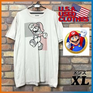 ME10-426★海外オフィシャル★日本未発売★【SUPER MARIO】ドット調マリオ BIGシルエット Tシャツ【メンズ XL】ベージュ 任天堂 半袖 古着